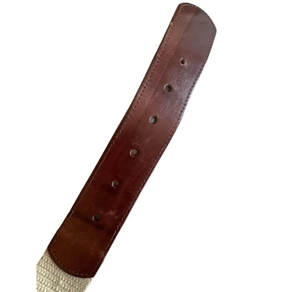 Limited Too Canvas & Leather U.S. Army Belt With Military Patch Accents Adjustab
